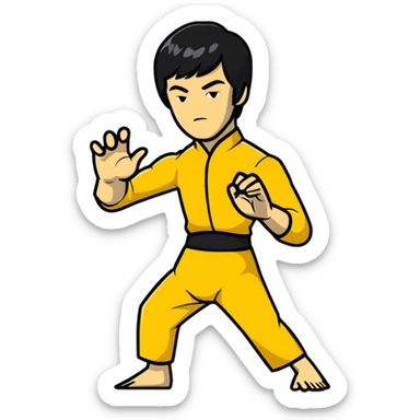 Bruce Lee with correctly proportioned hands and accurate fingers in kung fu position sticker