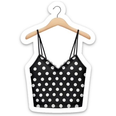 Black with white polka dot camisole top sticker