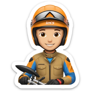 dirtbike rider signing autographs sticker