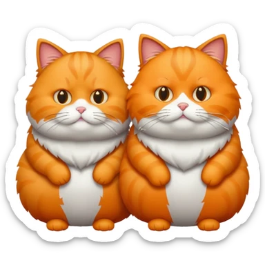 Two fat cats one grey and one orange  sticker