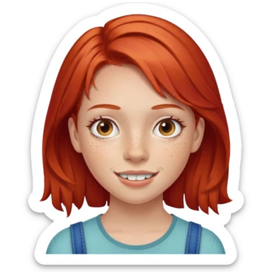 Girl with braces and red hair and freckle on right cheek  sticker
