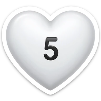 The number five in a white heart with black font…  like this ➎  sticker