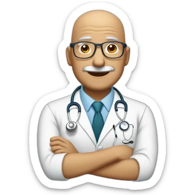 bald latin doctor with glasses elderly man without mustache sticker