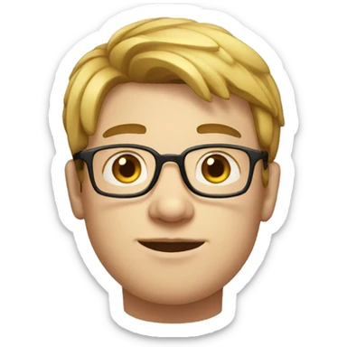 a young man with a fatter face, fair skin and glasses sticker