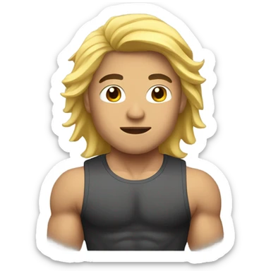muscular asian personal trainer golden hair sticker
