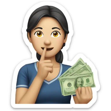 Vietnamese woman holding money to ear  sticker