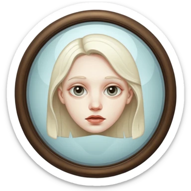 distorted mirror reflecting a face sticker