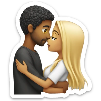 arab girl kissing blonde boy sticker