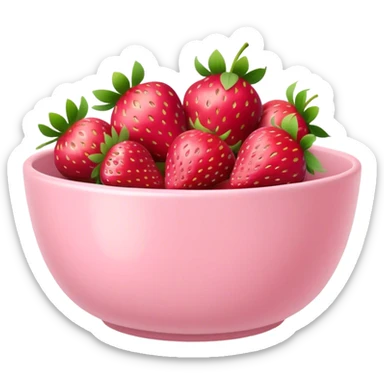 strawberries in pastel pink bowl sticker