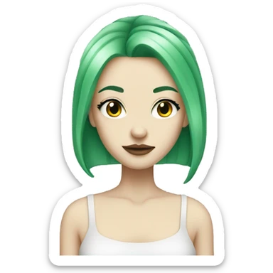 Pale girl with green hair thin eyebrows and eyebrow piercing  sticker
