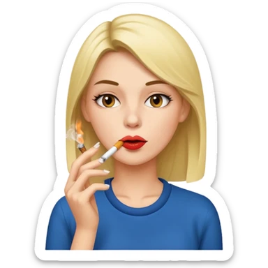 Emily face smoking a cigarette out of mouth  sticker