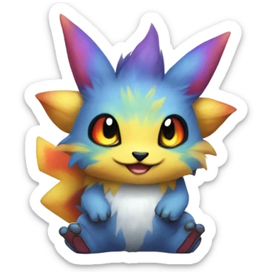 Colorful cute furry anthropomorphic painted Fakémon-Pokémon-creature sticker