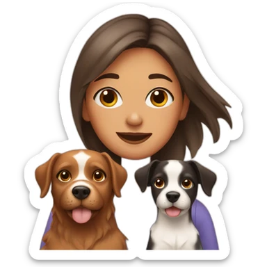 Girl with two dogs sticker