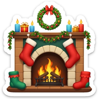 Cute Festive Fireplace sticker
