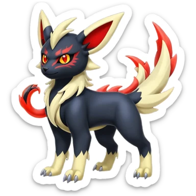 Handsome cool badass edgy Absol-Litten-Umbreon-Giratina-Yveltal-Pokémon-Fakémon-fusion-hybrid-creature, full body sticker