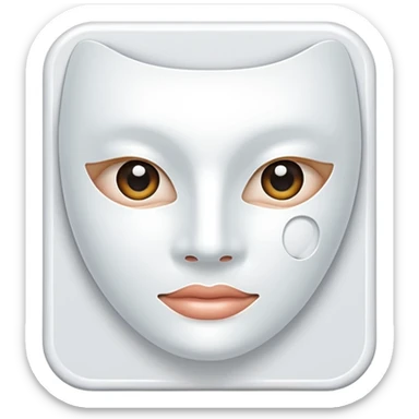 a beauty product box of skincare white  mask pack with rounded eyehole sticker