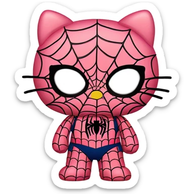Pastel pink hello kitty in a spiderman suit sticker
