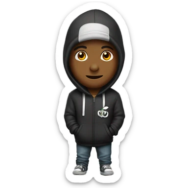 Un chico color piel clara, sudadera negra,y una gorraquediga 701 sticker