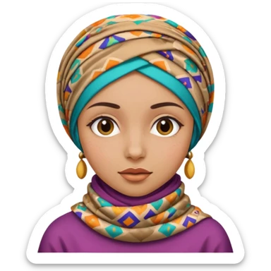 Une fille qui porte une foulare de son tete sans détails de visage  sticker
