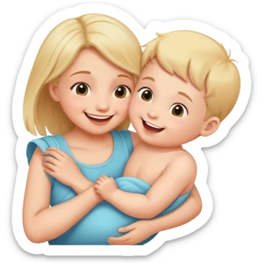 cute baby biting his mother's arm sticker