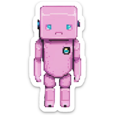 Minecraft pig, full body, pink blocky animal with square head and square body sticker