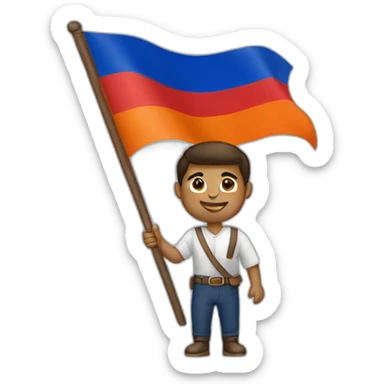 Men holding Armenian flag  sticker