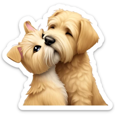 Wheaten terrier kissing a cat sticker