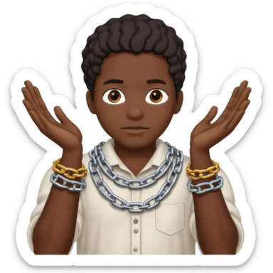 Black person with chains around his hands and cotton in his hands  sticker