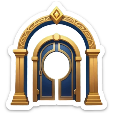 universe gate object icon, gigantic cosmic portal doorway, swirling galaxy energy inside, glowing starry aura, mystical space runes, fantasy sci-fi style, 3D cartoon, mobile game icon style, centered, clean background, no text, no watermark sticker