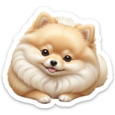 Meme-Worthy Cute Sleeping Cream Pomeranian Portrait Emoji, Head resting peacefully with a contented smile, showcasing a delightfully compact build and a luxuriously soft, fluffy cream Fur, eyes shut in a serene nap, Simplified yet hilariously adorable features, highly detailed, glowing with a soft, drowsy light, high shine, relaxed and utterly lovable, stylized with an air of playful laziness, bright and heartwarming, soft glowing outline, capturing the essence of a comically sleepy companion, so meme-worthy it feels like it could instantly become the next viral sensation of adorable slumber! sticker