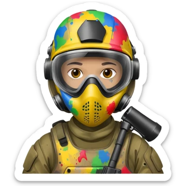 paintball player face shot with lots of colors sticker