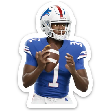 Josh Allen with football sticker