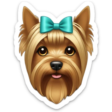 Giant Dog Yorkshire Terrier with bow on the head with ears down sticker