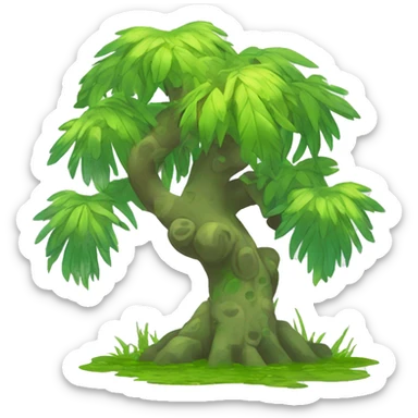 Colorful earthly muddy fresh Cool Cute Fantasy legendary swampy tree-jungle-bird plant-grass-type-Dendro-avian Fakemon full body sticker