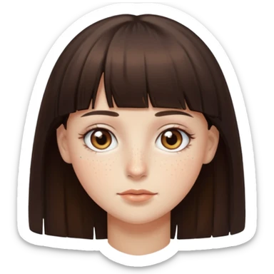 branca, olhos hazel, franjnha, pequenas sardas, cabelo castanho escuro sticker