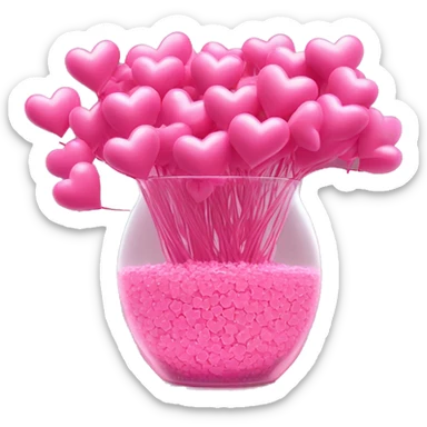10000000 huge pink hearts on stems in a clear glass vase sticker