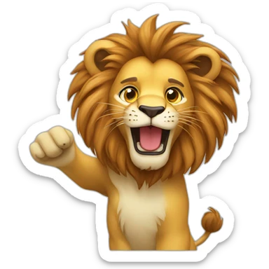  lion waving sticker