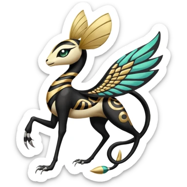  Egyptian Smooth Soft Glossy Tribal Exotic Colorful Tropical Meloetta-Venom-Heliolisk-Helioptile-fusion, full body, tribal markings  sticker