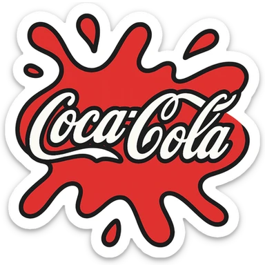 dynamic Coca-Cola splash, red and white, energetic and fun sticker