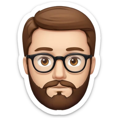 white man with brown hair and beard and hazel eyes and black eyeglasses  sticker