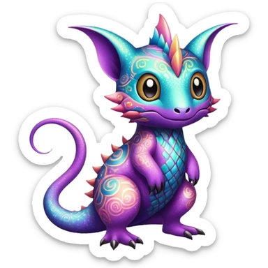 dark-pastel Randomly-colored sparkly exotic Fakémon-creature with random patterns sticker