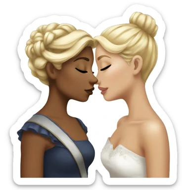 2 women princesses couple blonde deep kiss sticker