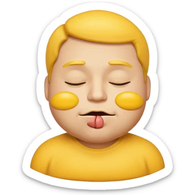 A male emoji with big fat lips with it’s eyes closed not smiling with its mouth closed and it’s yellow while making the ishowspeed face sticker