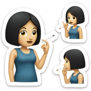 girl with black hair smoking a cigarette  sticker