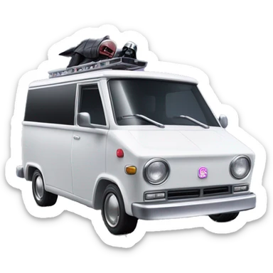 Barbie camper Fr-s Haunted Darth Vader’s ice cube race car with bright white headlights and light saber bumpers  sticker