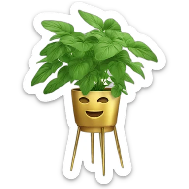 divine plant in a flower pot on a stand in golden with four feet sticker