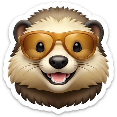 friendly anthropomorphised honey badger head wearing sunglasses sticker