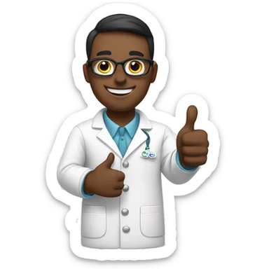 Pharmacist with thumbs up for success flow sticker