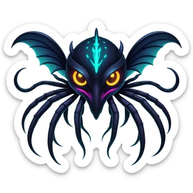 Black Dark Tropical Exotic Nocturnal Neon-glowing Abyssal Nightly Abyss-Fakémon-Creature sticker