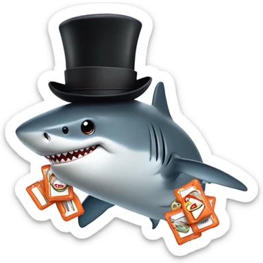 Shark with a top hat and hello name and lozenges  sticker